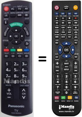 Replacement remote control Panasonic N2QAYB000603