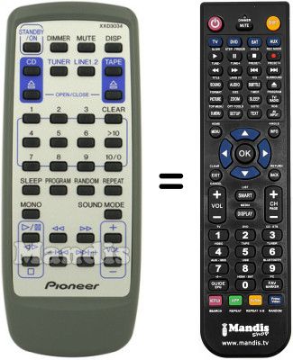 Replacement remote control Pioneer XXD3034
