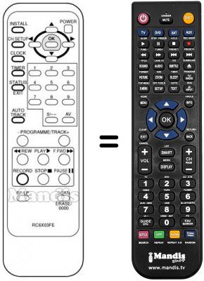 Replacement remote control RC6X03FE