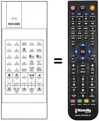 Replacement remote control RCS6280