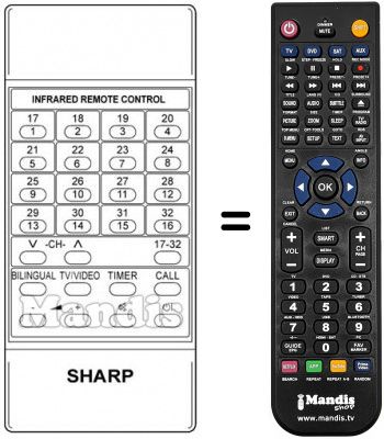 Replacement remote control Sharp RRMCG0293CESA