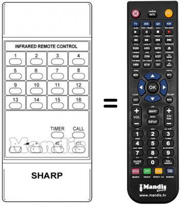 Replacement remote control Sharp RRMCG0299CESB