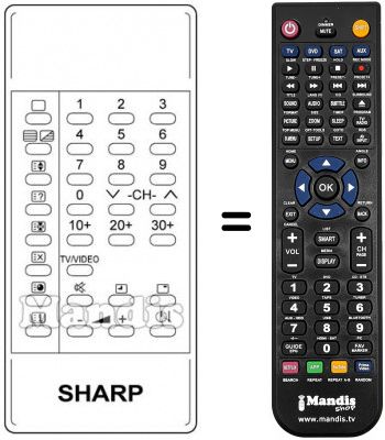 Replacement remote control Sharp RRMCG0483PESB