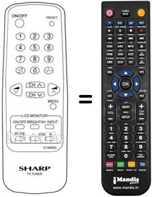 Replacement remote control RRMCG1488SA
