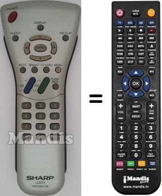 Replacement remote control Sharp RCT5603