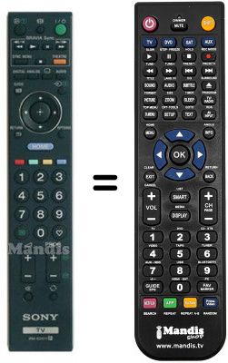 Replacement remote control Sony KDL52W4000