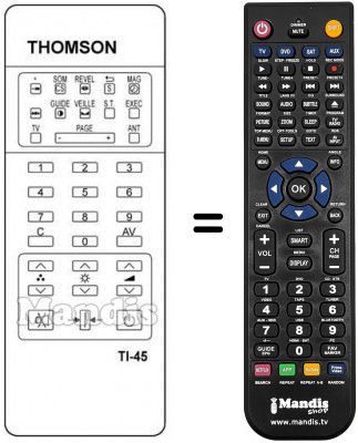 Replacement remote control Thomson 925TX0789