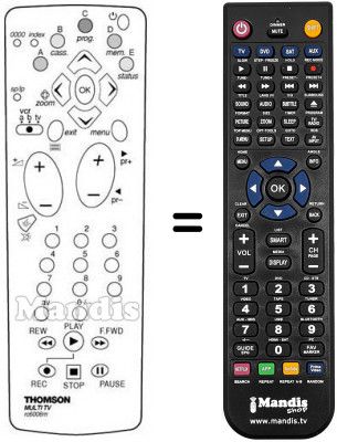 Replacement remote control Thomson VPH6780 Replacement remote control Thomson VPH6780