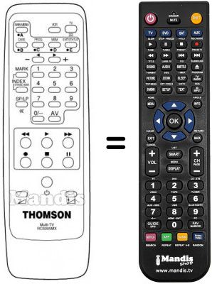 Replacement remote control Thomson VPH6850G Replacement remote control Thomson VPH6850G