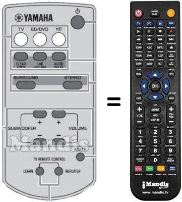 Replacement remote control Yamaha YAS-CU201