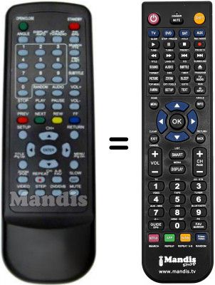 Replacement remote control AUDIOLA DVX 2264D USB REC