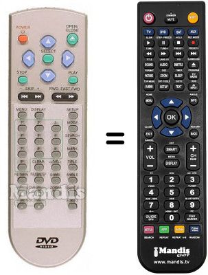 Replacement remote control United DVD1155