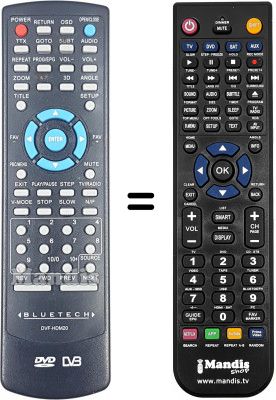 Replacement remote control BLUETECH DVFHDM20 Replacement remote control BLUETECH DVFHDM20