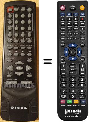 Replacement remote control DICRA DVX 066DT