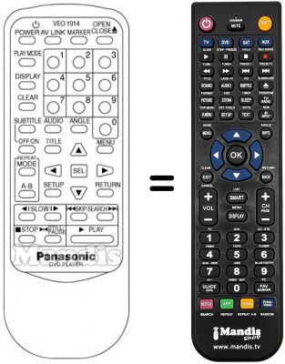 Replacement remote control Panasonic VEQ1914