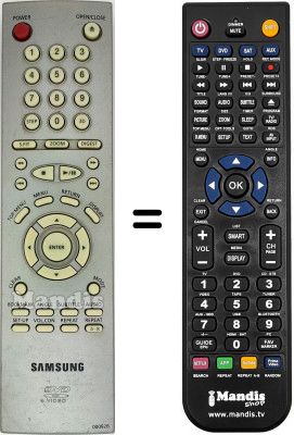 Replacement remote control Samsung DVD-M205 Replacement remote control Samsung DVD-M205