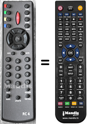 Replacement remote control Continental Edison HVS54654