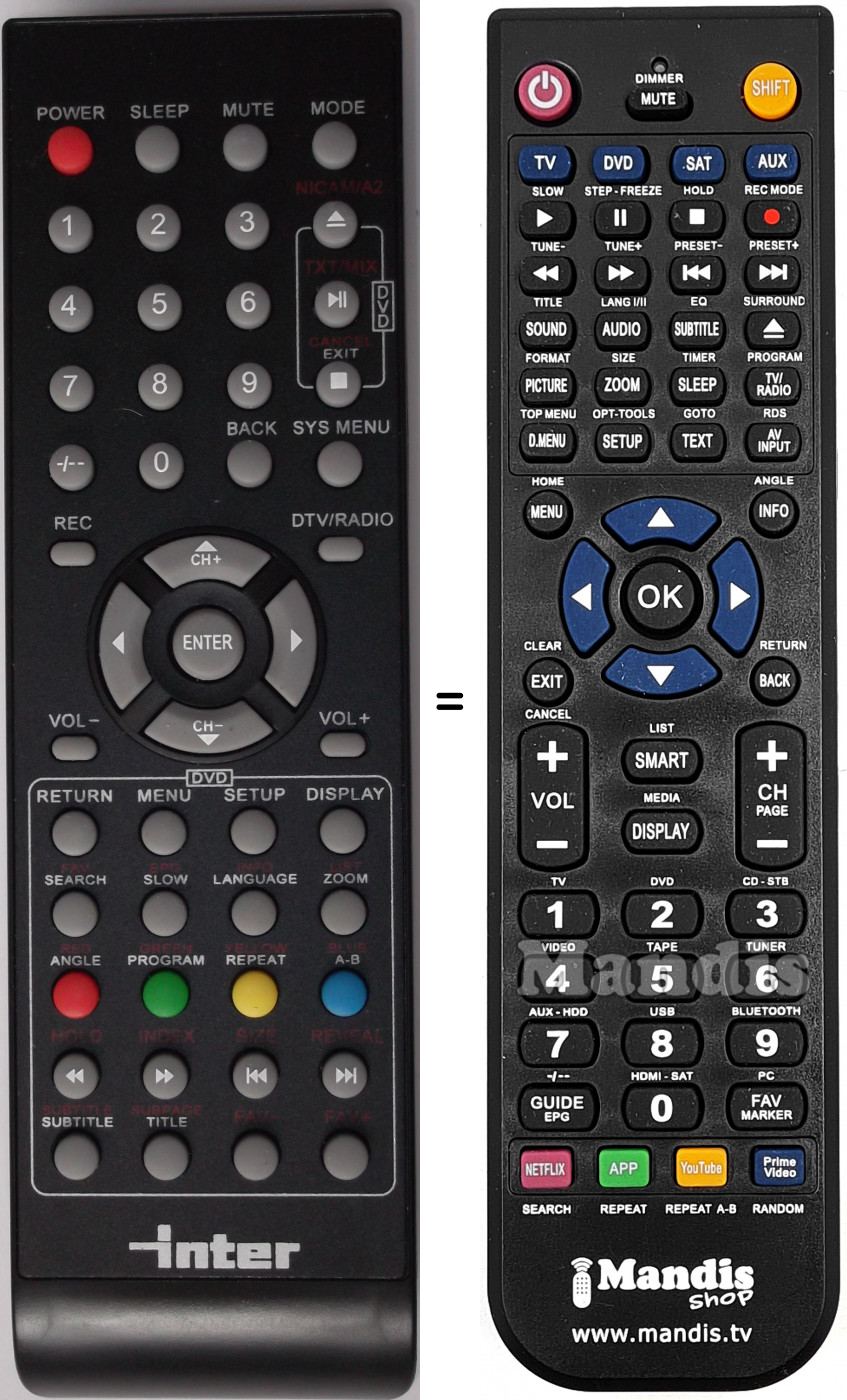 Replacement remote control Inter Inter002